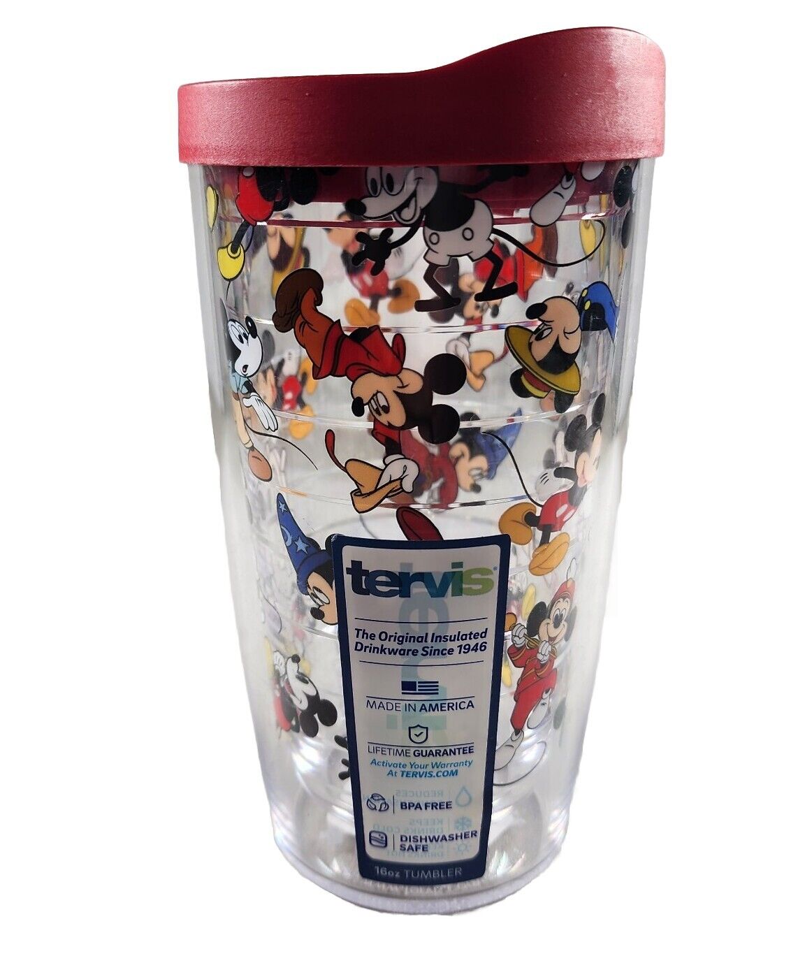 NEW Tervis Tumbler Mickey Mouse thru the Years,16oz w/ lid C1
