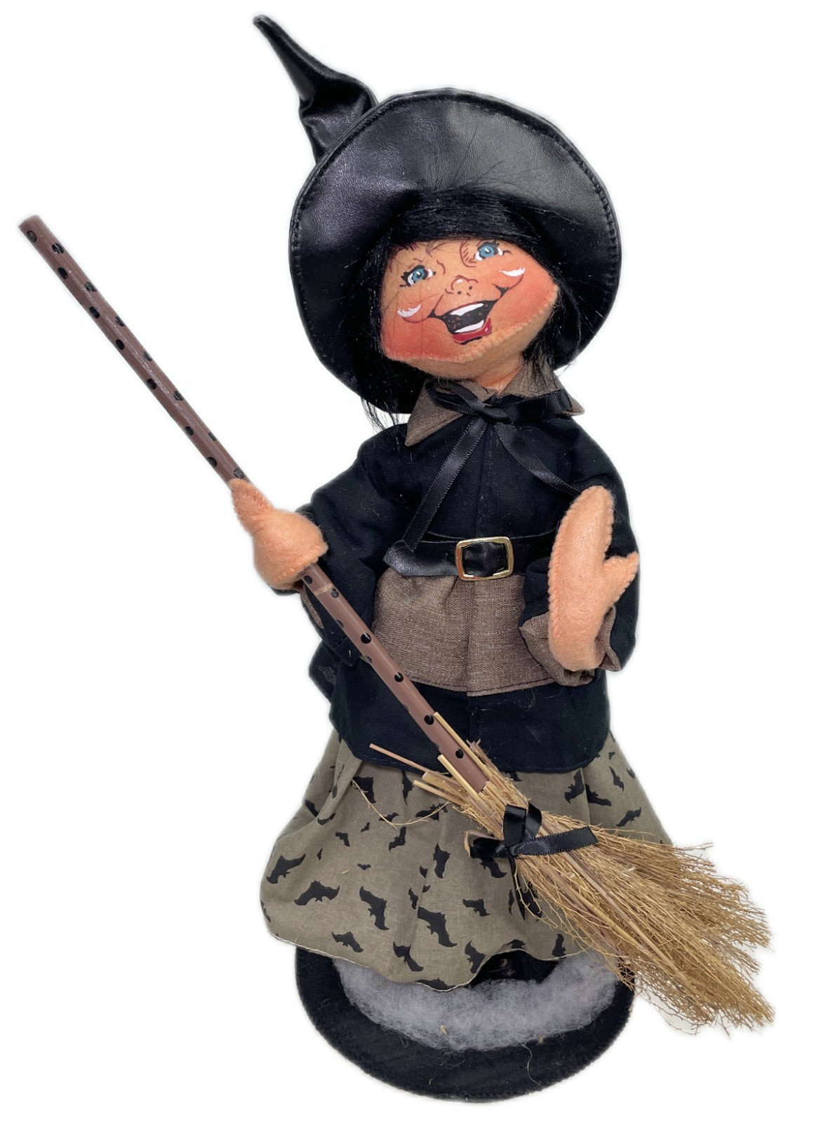 15” Annalee Halloween Witch with Broom Doll on Stand 2020 Painted Face