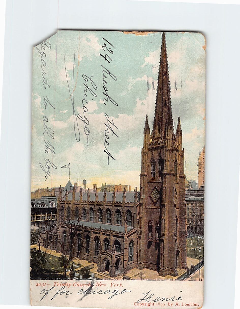 Postcard Trinity Church New York USA
