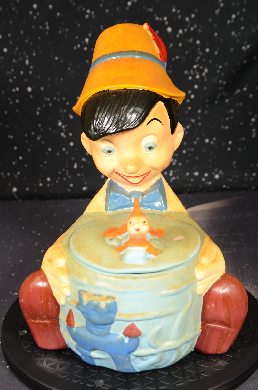 VINTAGE WALT DISNEY 1940 MOVIE PINOCCHIO & CLEO THE GOLDFISH COOKIE JAR USA VINTAGE WALT DISNEY 1940 MOVIE PINOCCHIO & CLEO THE GOLDFISH COOKIE JAR USA