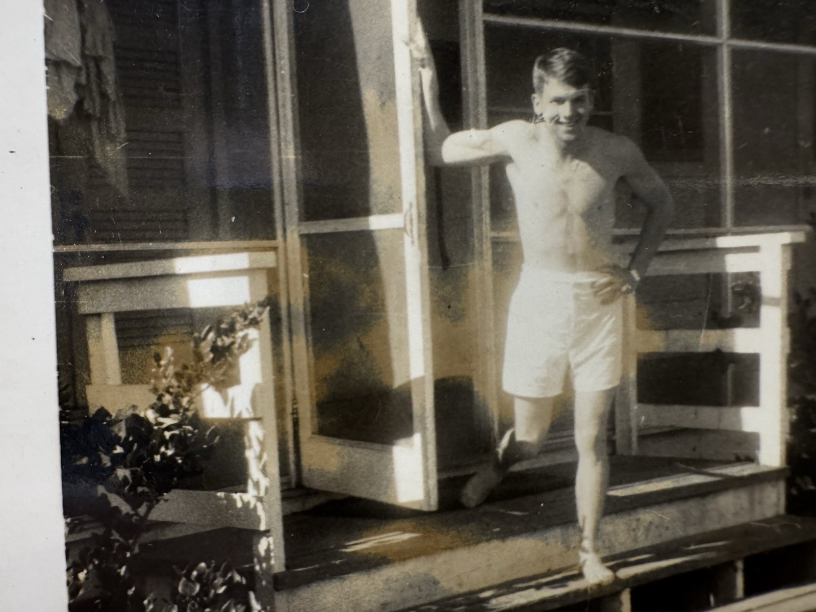 Vtg Photo Young Shirtless Men In Boxer Underpants Barefooted Gay Int