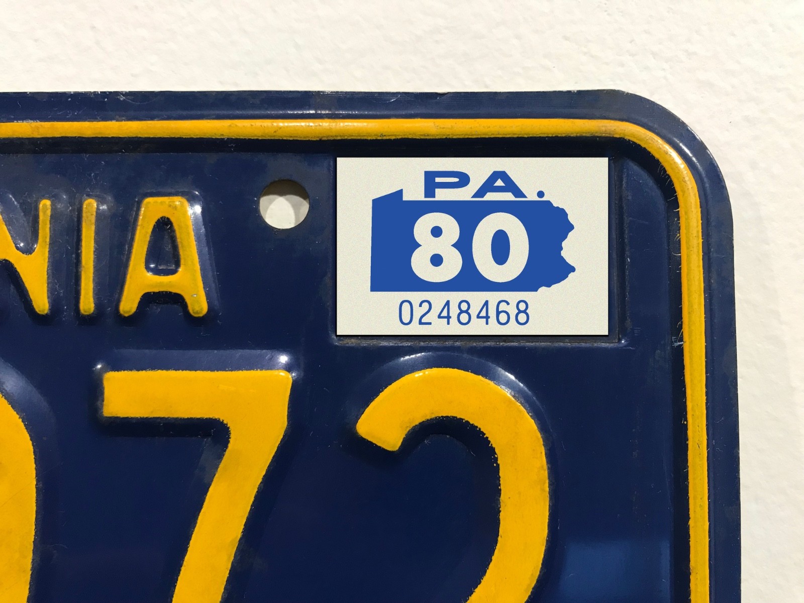 1980 Pennsylvania License Plate Registration Sticker, YOM, PA, decal