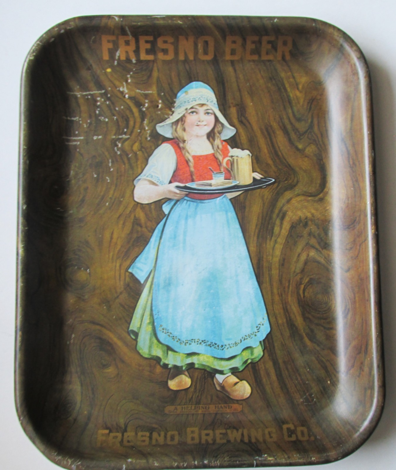 Fresno Beer 1914 Pre Pro Rectangular Tray w Dutch Girl Fresno Brewing California