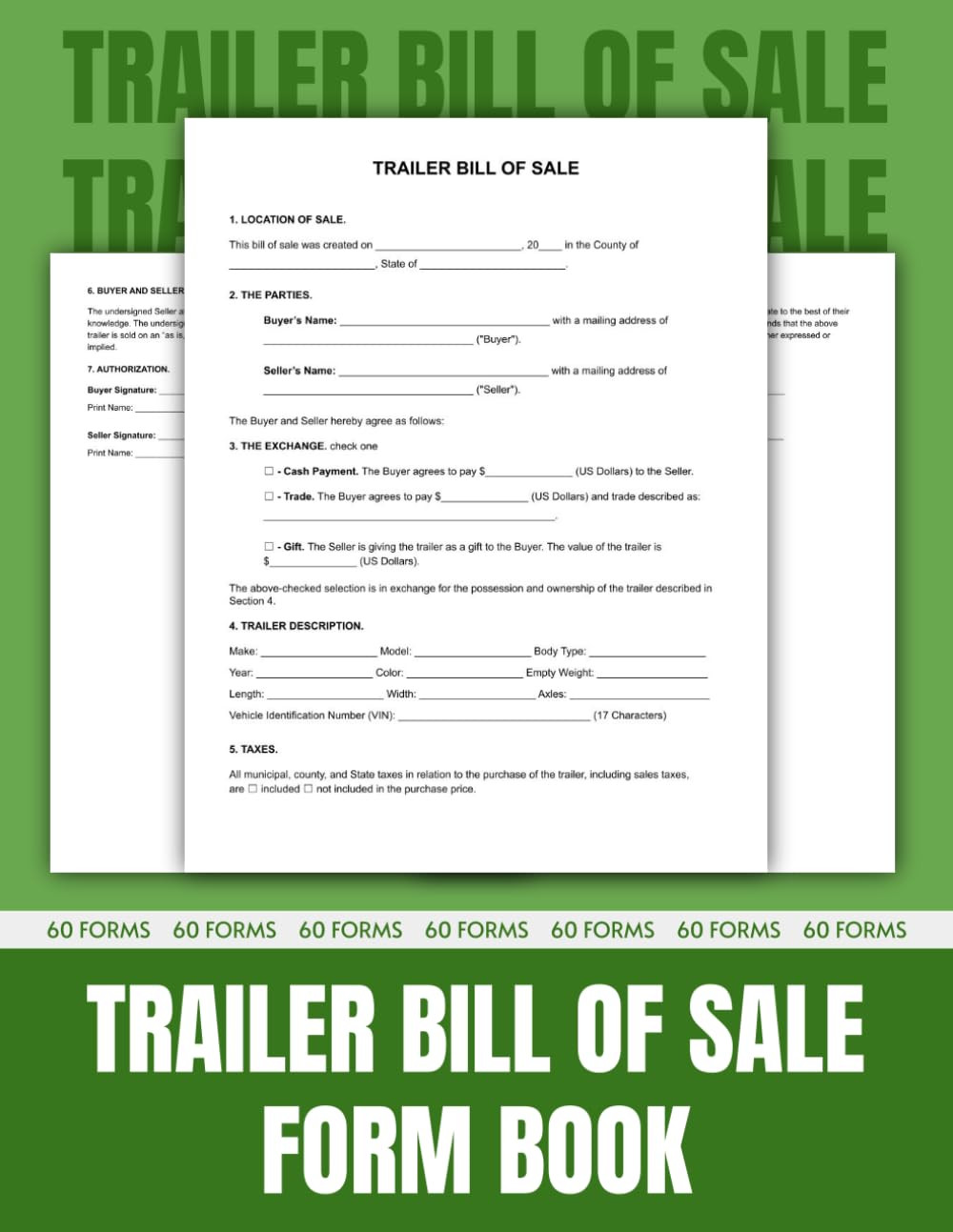 Trailer Bill of Sale Form Book: A Legal Document for Transferring Ownership and