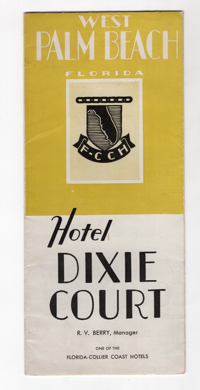 Hotel Dixie Court Travel Brochure WEst Palm Beach, FL Interior Exterior c.1930\'s