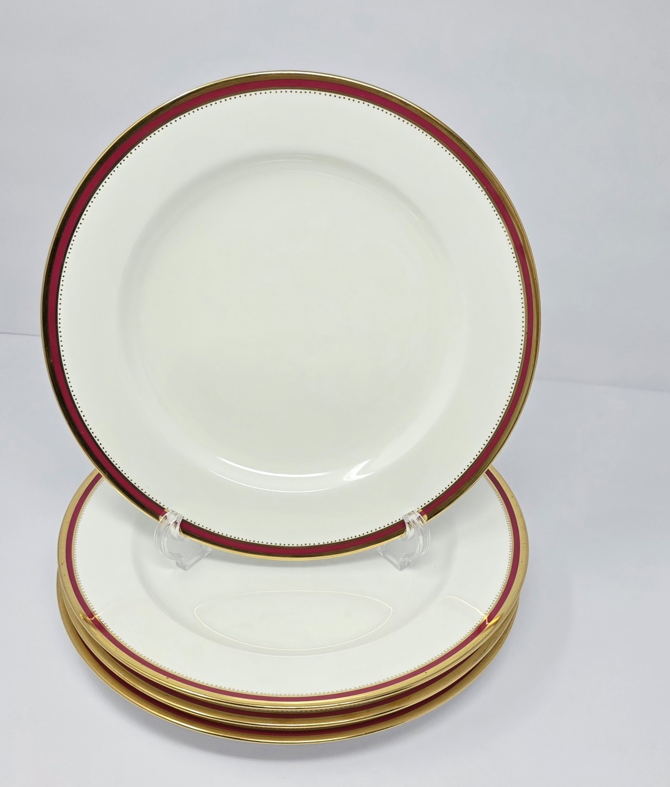 4 Antique Mintons Crimson Ivory H4361 Bone China 10 4 Antique Mintons Crimson Ivory H4361 Bone China 10