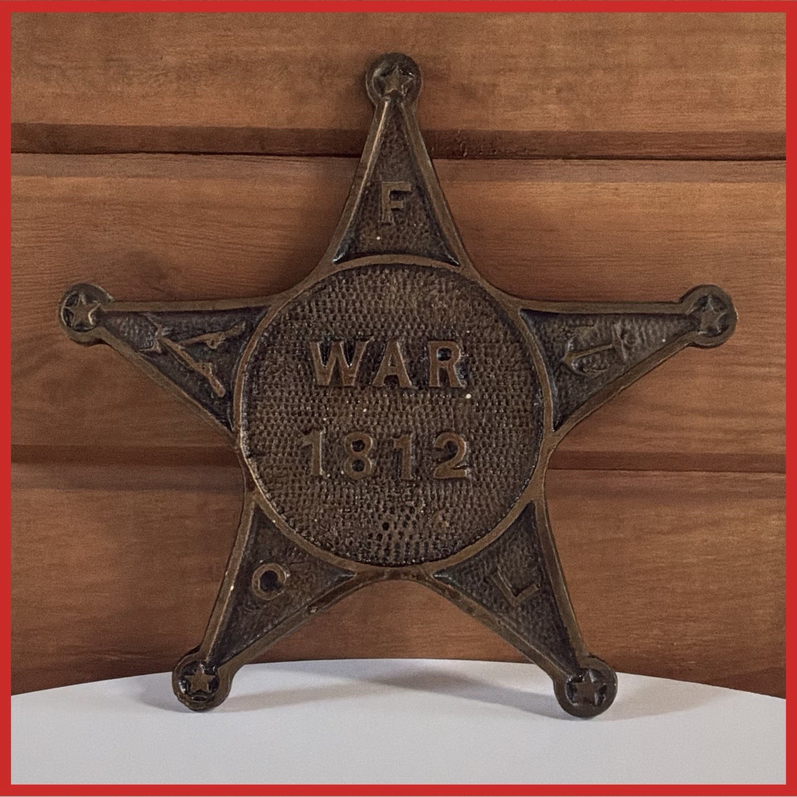 ANTIQUE War of 1812 Cast Bronze Veteran Grave Marker Star FCL (GAR) *MD Jones Co