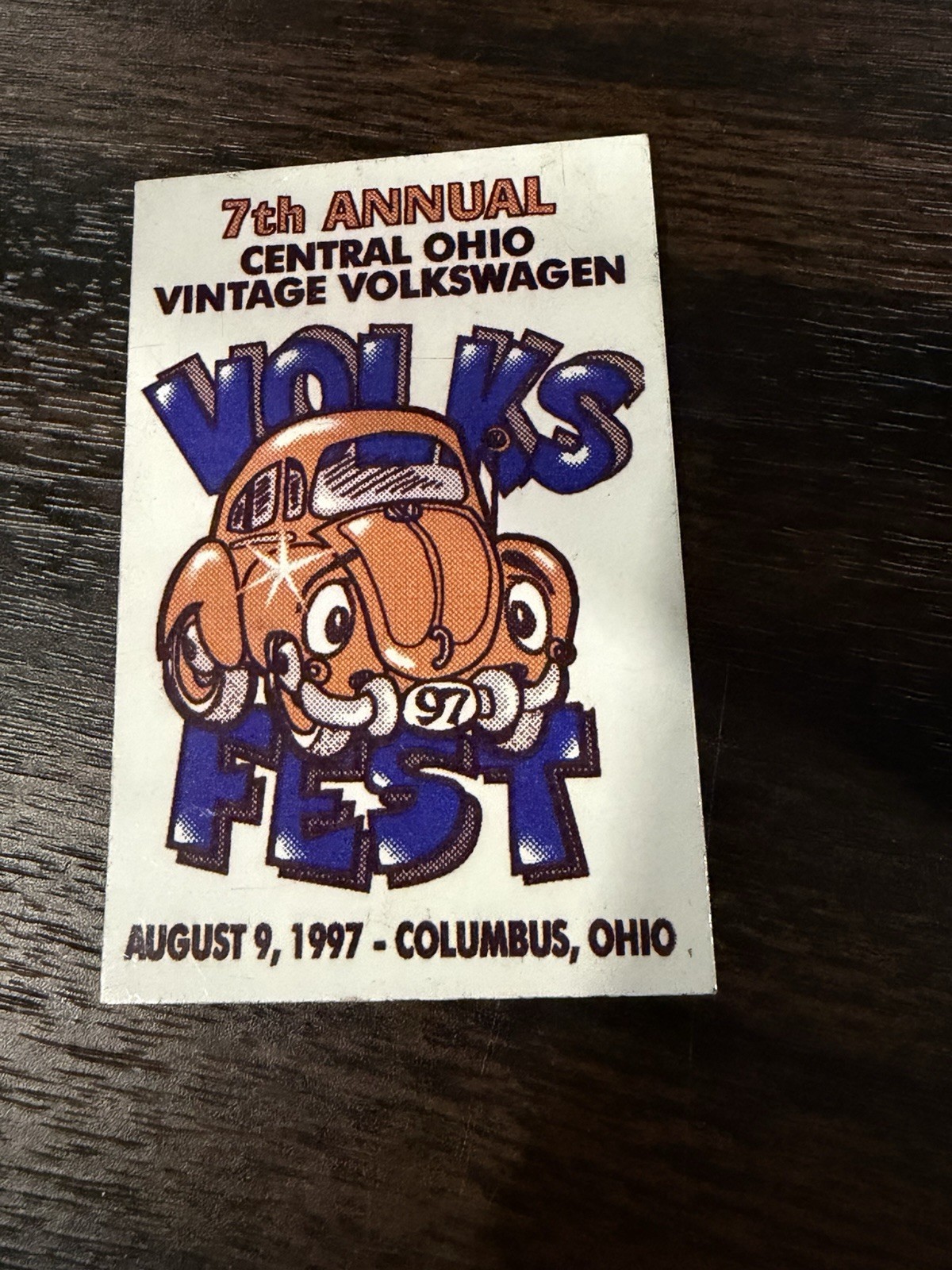 1997 VINTAGE VOLKSWAGEN VOLKS-FEST VW Car Show DASH PLAQUE Bug Beetle COLUMBUS