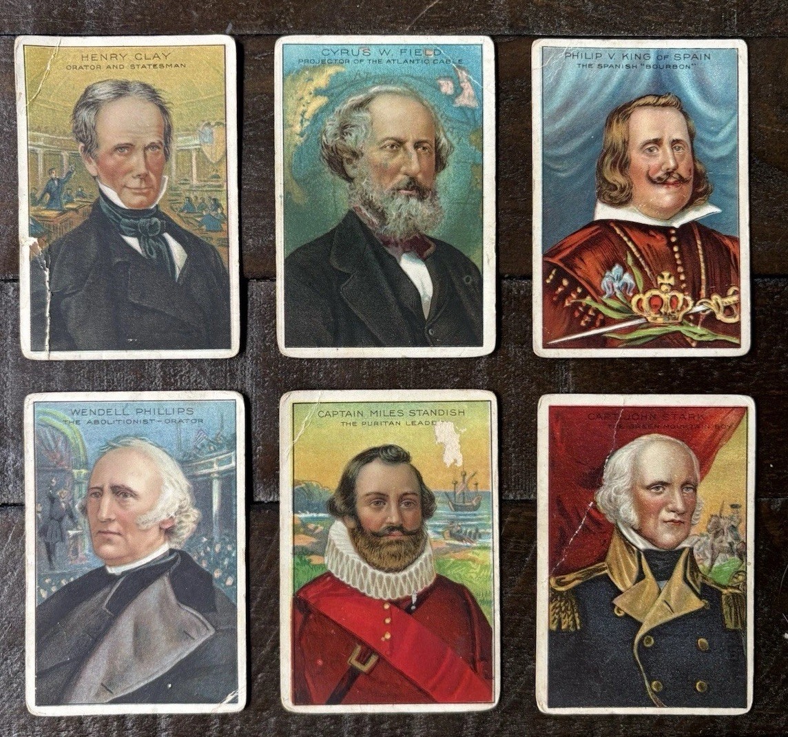1911 T68 ATC Royal Bengals Men of History 6-card Lot incl Standish poor Cond