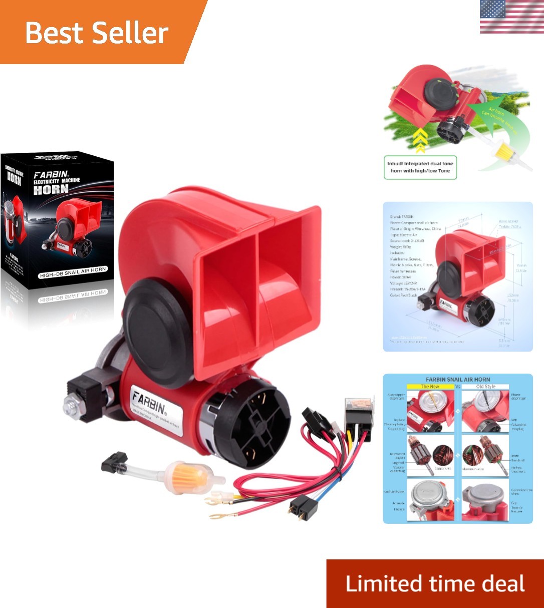 150dB Super Loud 12V Electric Horn - Easy Install for Trucks, Vans, and SUVs