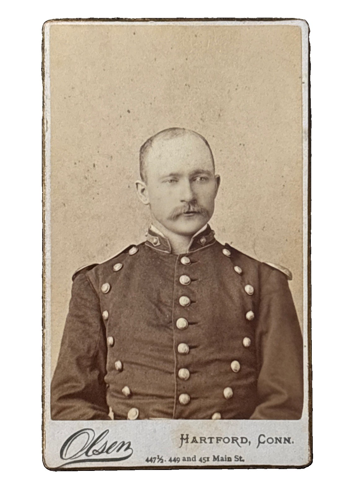 Antique Cabinet Card Military Officer Uniform Photo Olsen Hartford Conn 1890s Antique Cabinet Card Military Officer Uniform Photo Olsen Hartford Conn 1890s