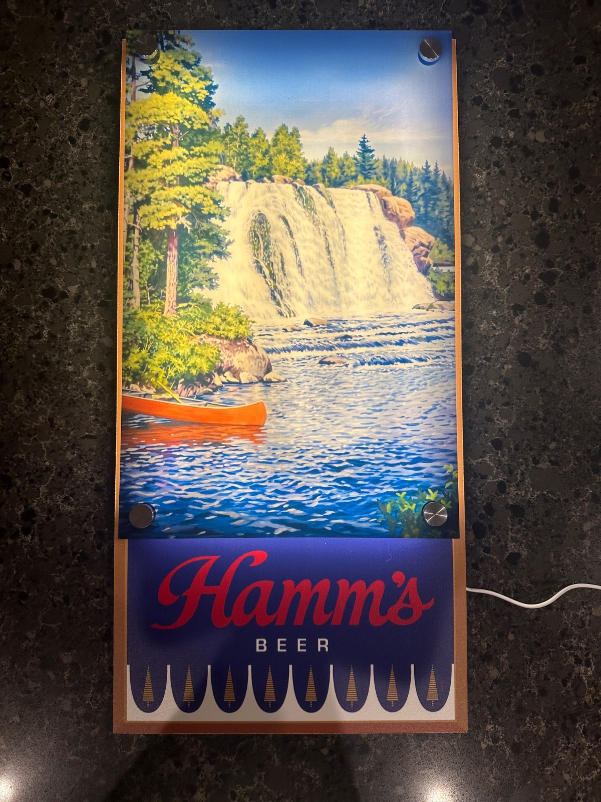Hamm\'s Beer Northwoods Waterfall Backlit LED Bar Sign