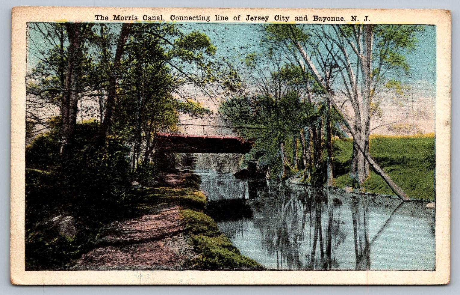 Vintage Morris Canal Jersey City Bayonne NJ 1919 Postcard Scenic