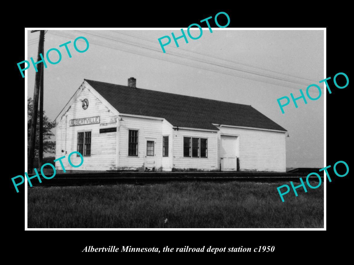 OLD 8x6 HISTORIC PHOTO OF ALBERTVILLE MINNESOTA THE RAILROAD STATION c1950