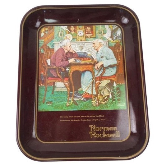 Vintage 1975 Norman Rockwell April Fools Day Metal Collector Tray Saturday Post