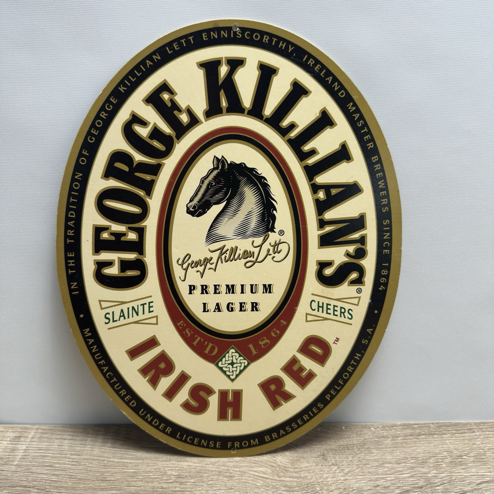 George Killians Irish Red Logo 1999 Thick Cardboard Sign