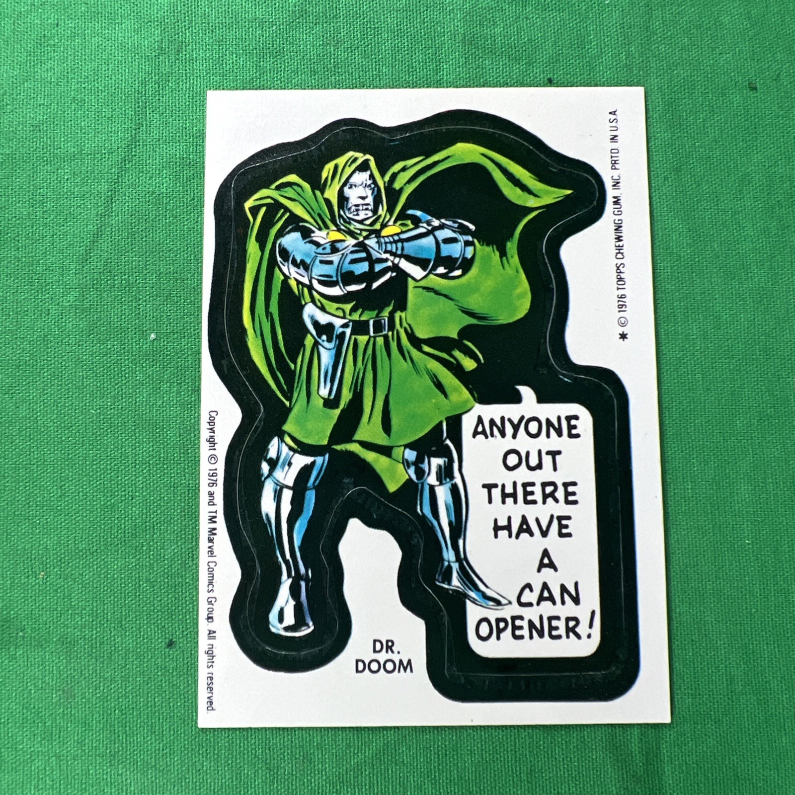 Dr. Doom 1976 Topps Gum Comic Book Super Heroes Sticker Marvel Can Opener Kirby