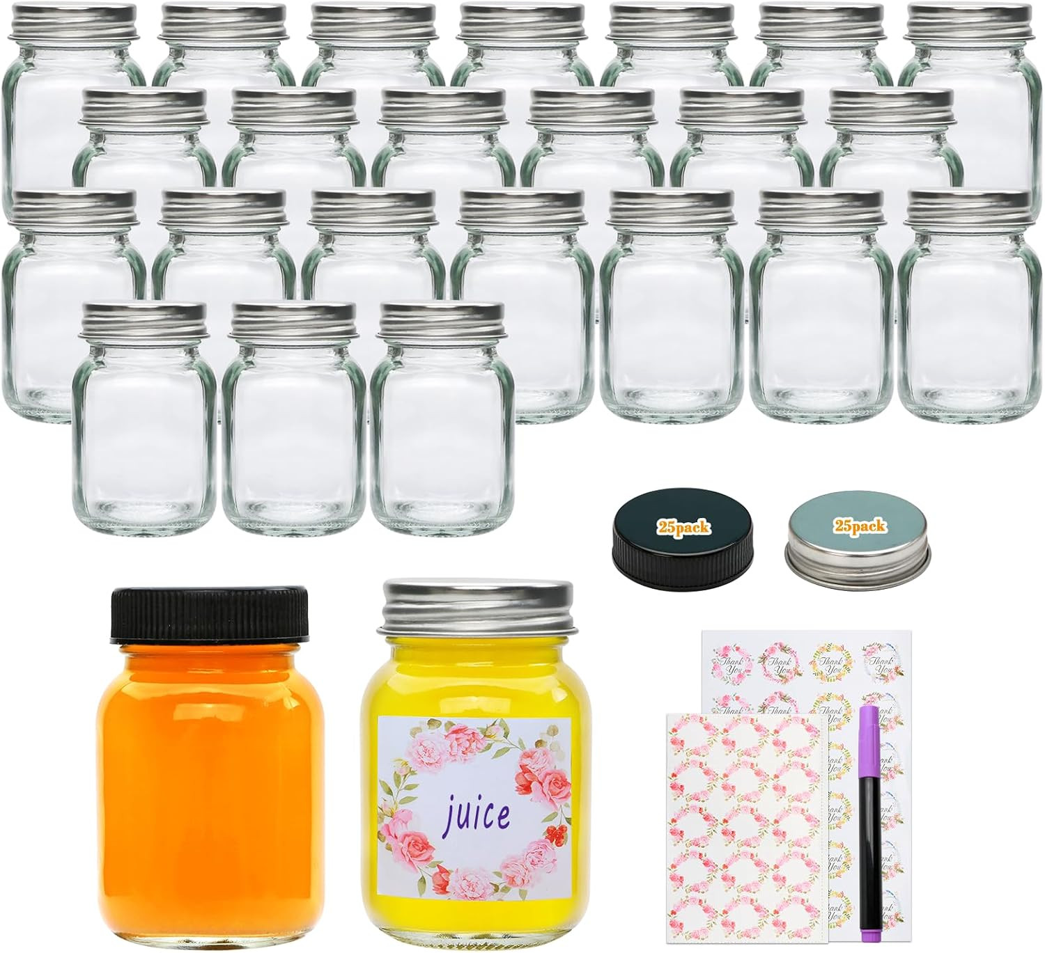 25 Pack 2 Oz Glass Mason Jars with Lids,Mini Mason Jars | Small Mason Jars for J 25 Pack 2 Oz Glass Mason Jars with Lids,Mini Mason Jars | Small Mason Jars for J