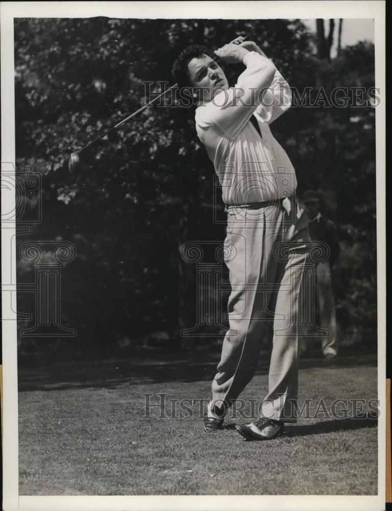 1934 Press Photo Harry Gilan executing a long drive for Nat\'l Amateur tourn.