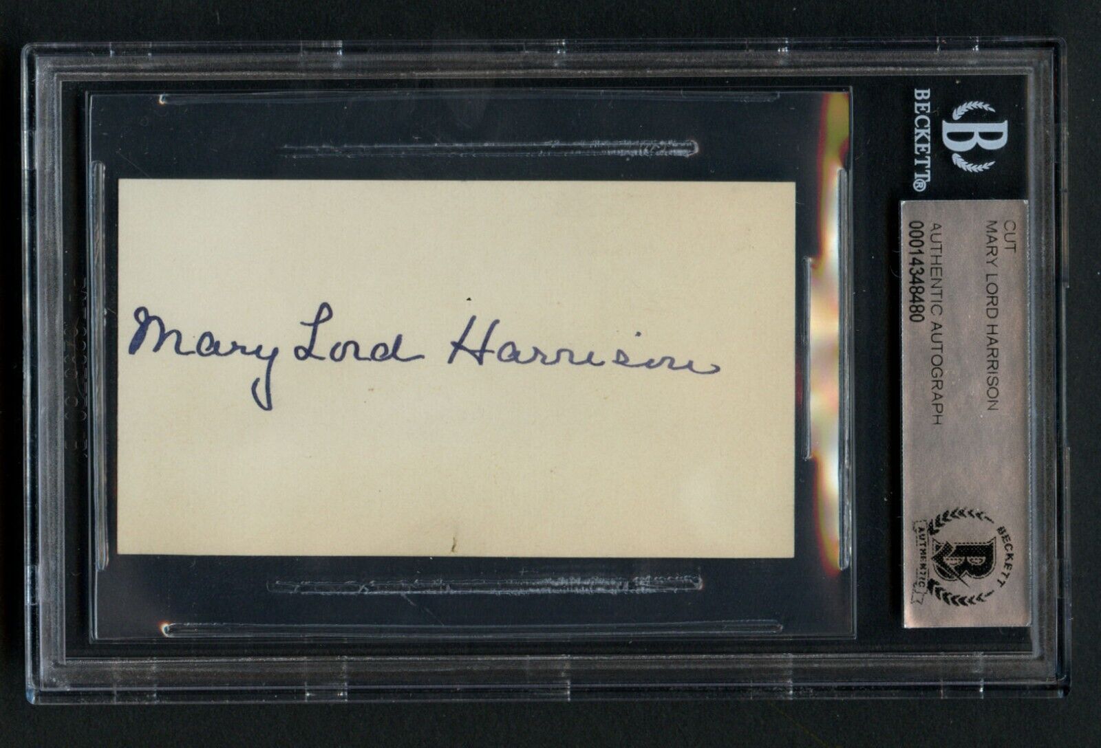 Mary Lord Harrison signed auto 2x3 cut Married Former President Harrison BAS
