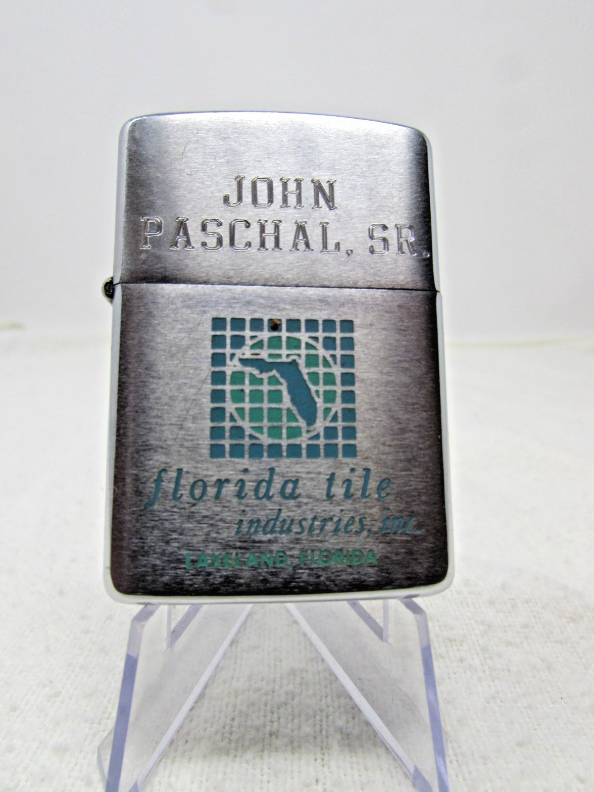 1968 Unstruck Zippo with John Pascal Sr. Florida Tile Advertising 16 Hole 5 Barr