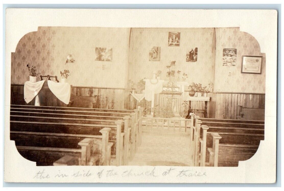 c1950's Church Interior View Trace Kentucky KY RPPC Photo Unposted Postcard