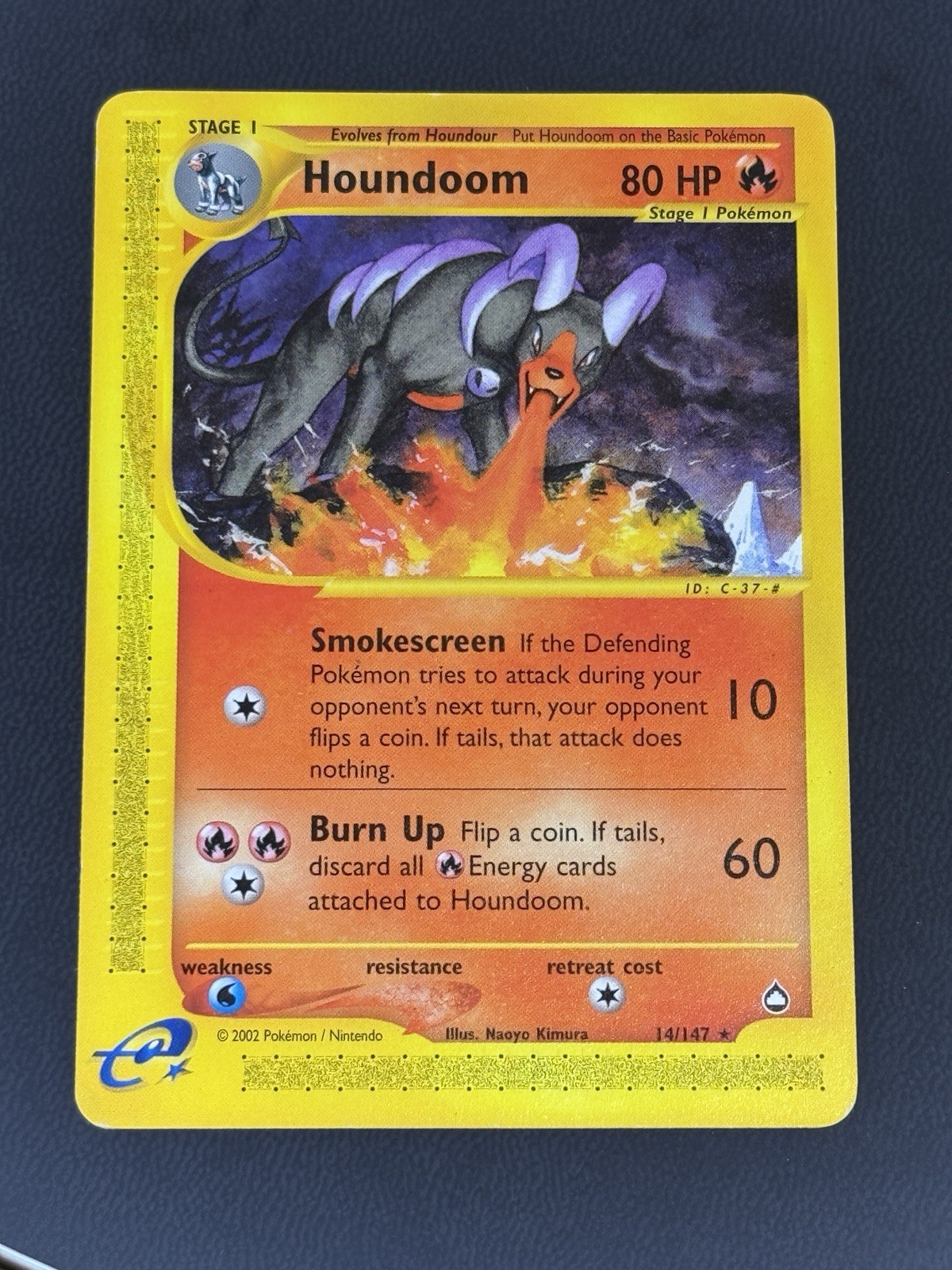 Pokémon TCG Houndoom Card 14/147 Aquapolis Regular Rare Light Play