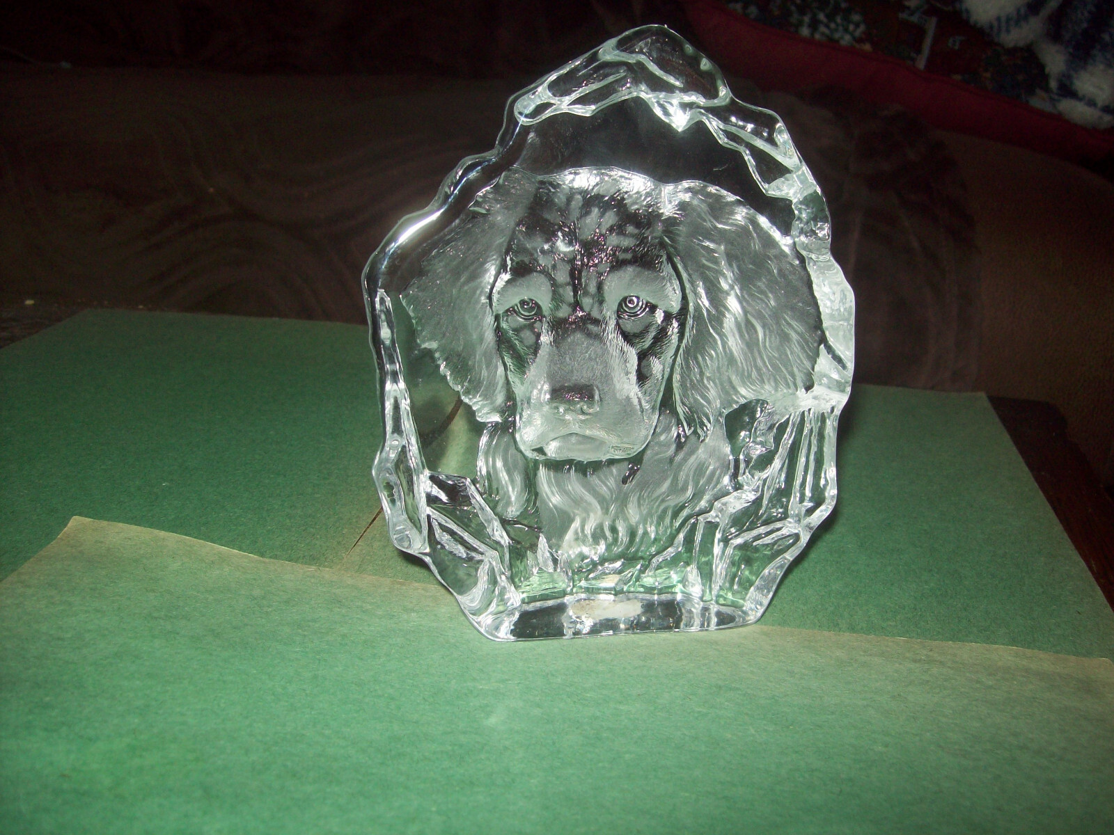 CLEAR CRYSTAL ETCHED DOG SCULPTURE FIGURINE