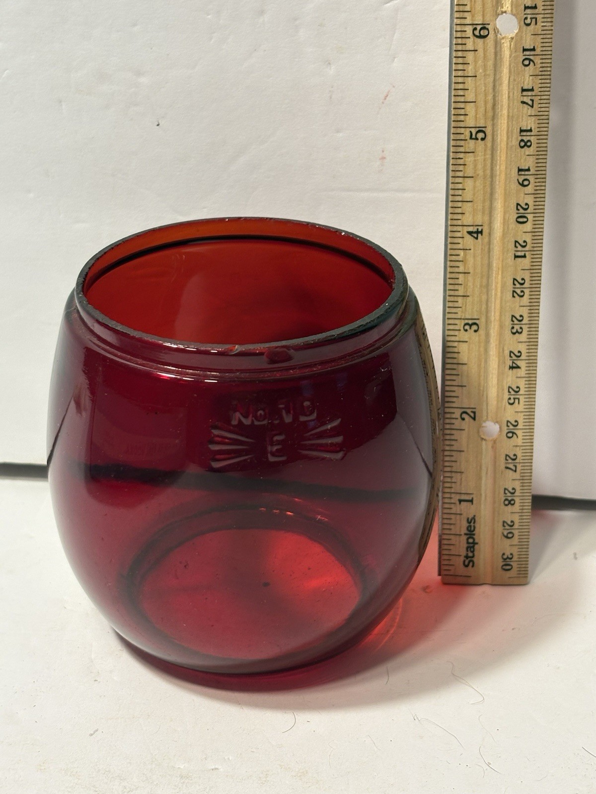 Vintage Embury Railroad Barn Lantern Raised Letters No 10 Red Globe