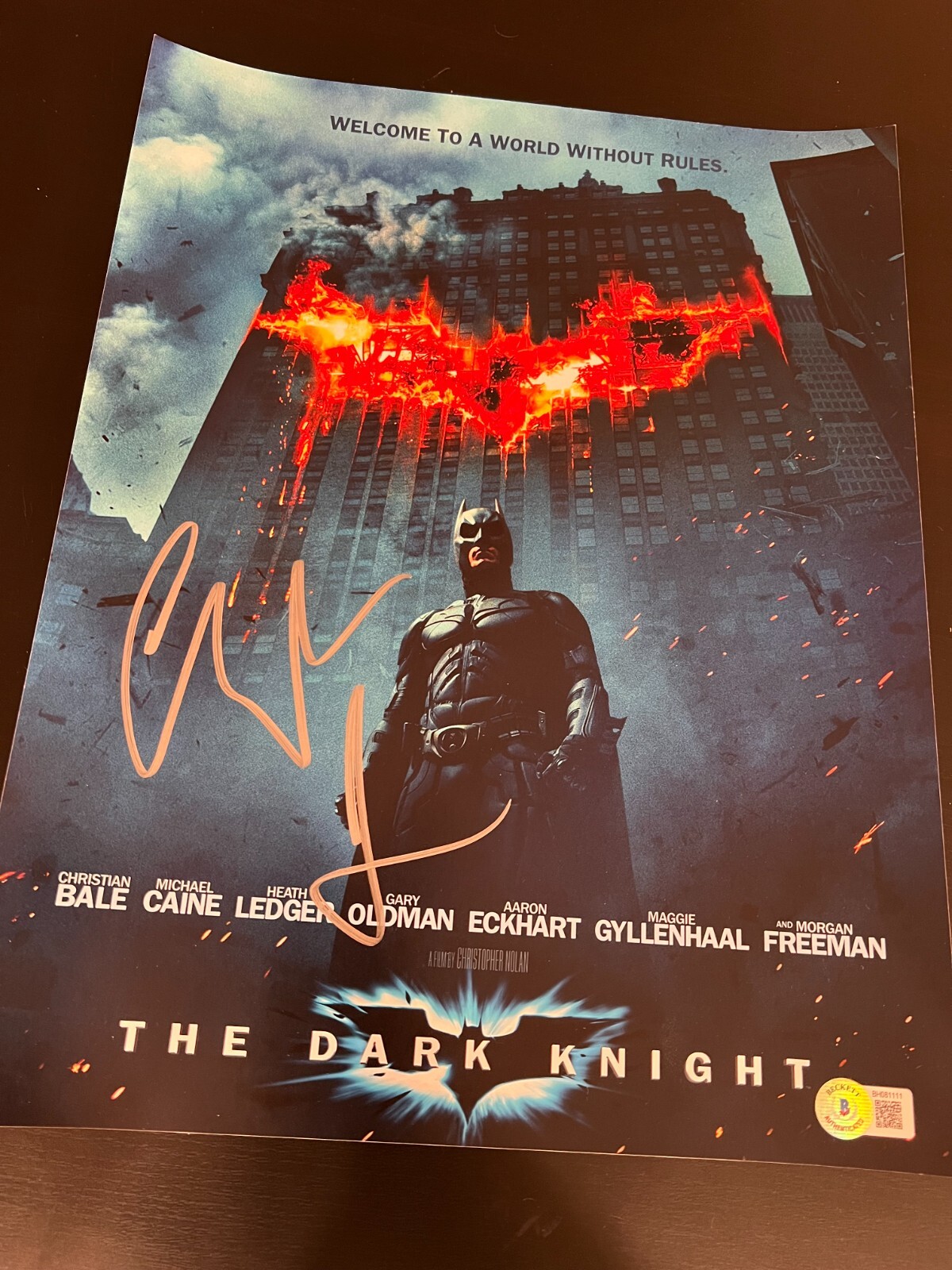 CHRISTIAN BALE SIGNED AUTOGRAPH 11x14 PHOTO DARK KNIGHT BATMAN BECKETT BAS