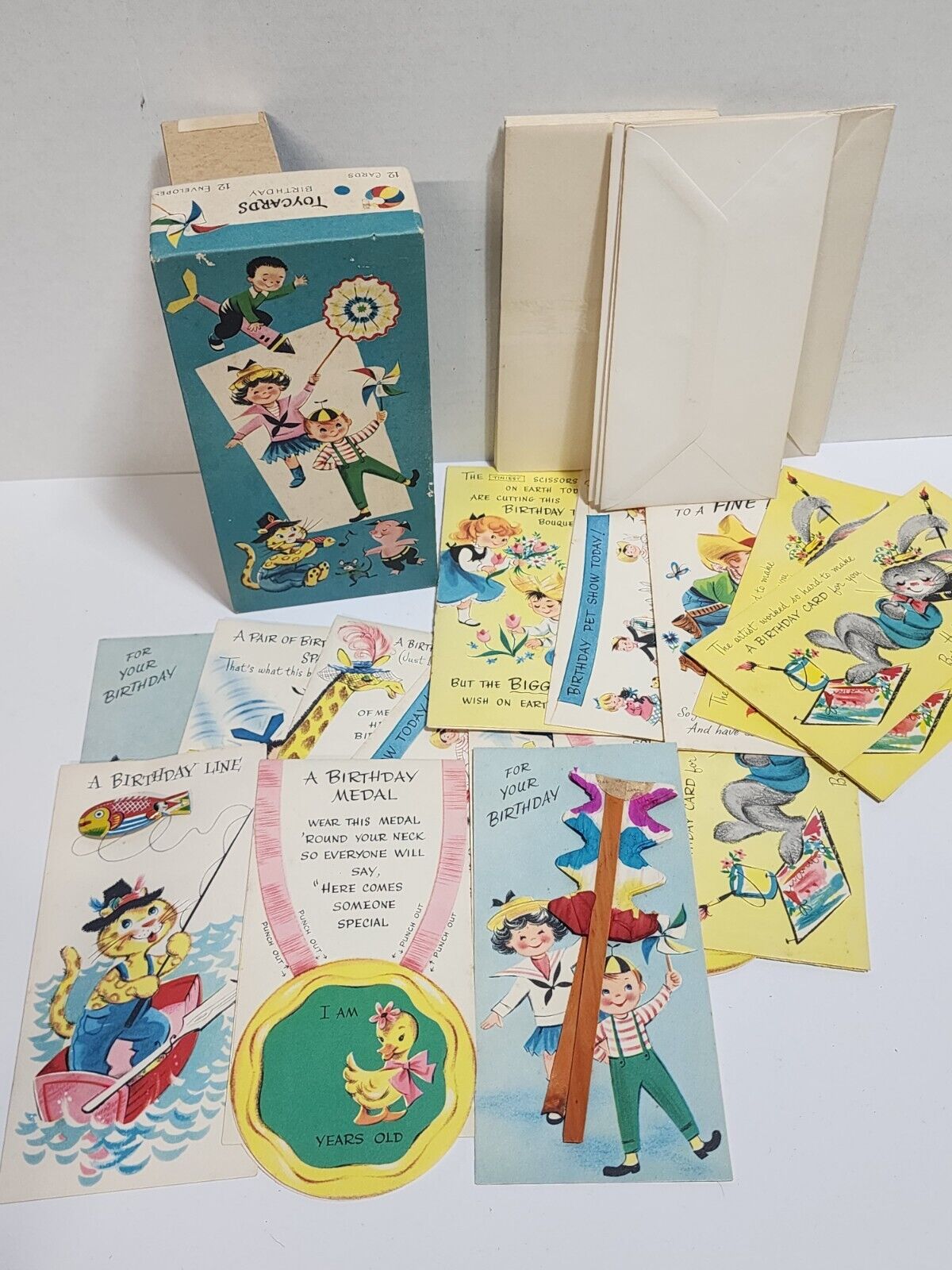 Vintage Toycards Birthday Cards Lot Of 17 Unused Original Box