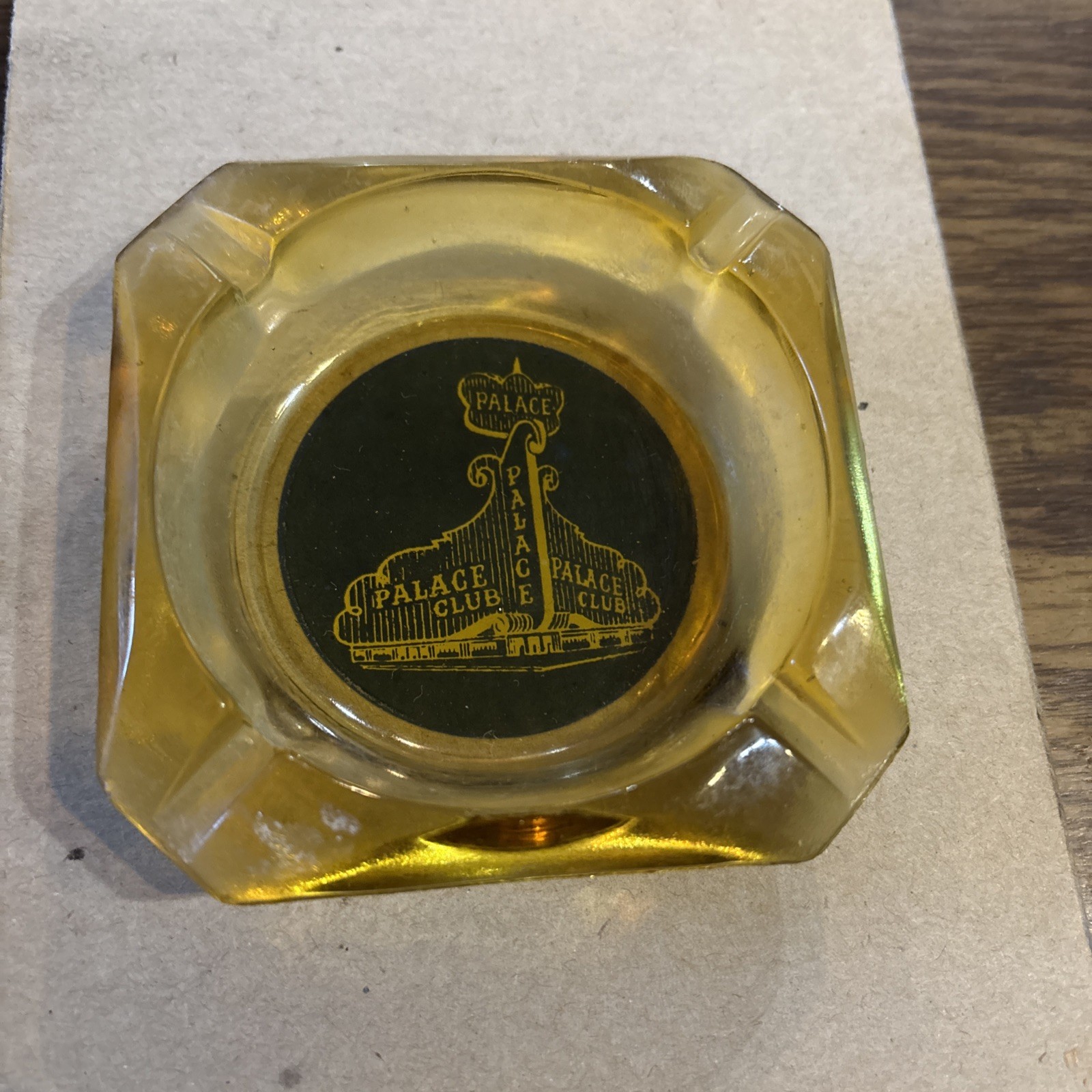 Palace Club  Gambling Hall  Reno Nevada  Vintage Ashtray, Amber Glass