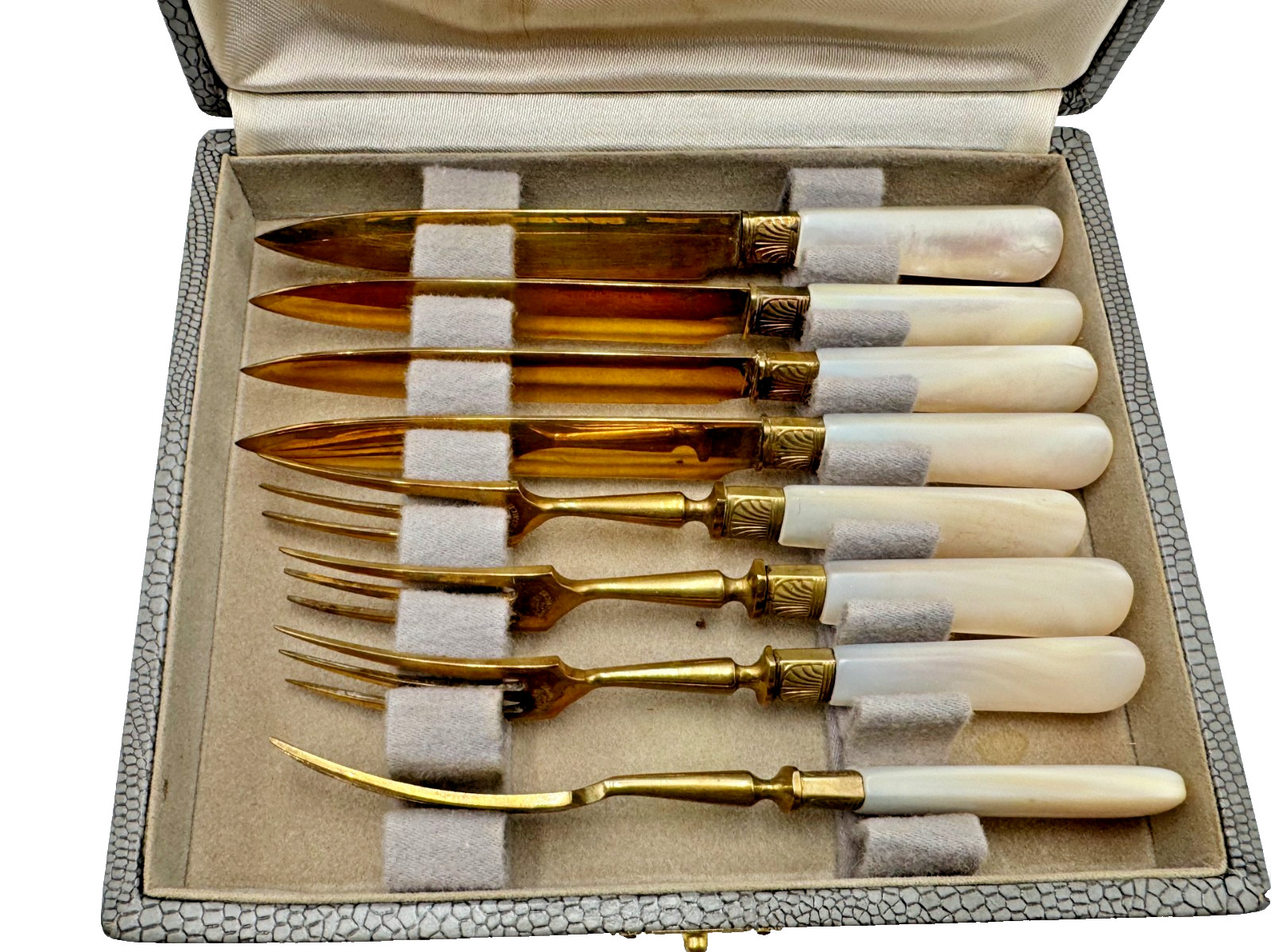 Vintage Neiman Marcus Fish Knife & Fork Set – Mother of Pearl Handles