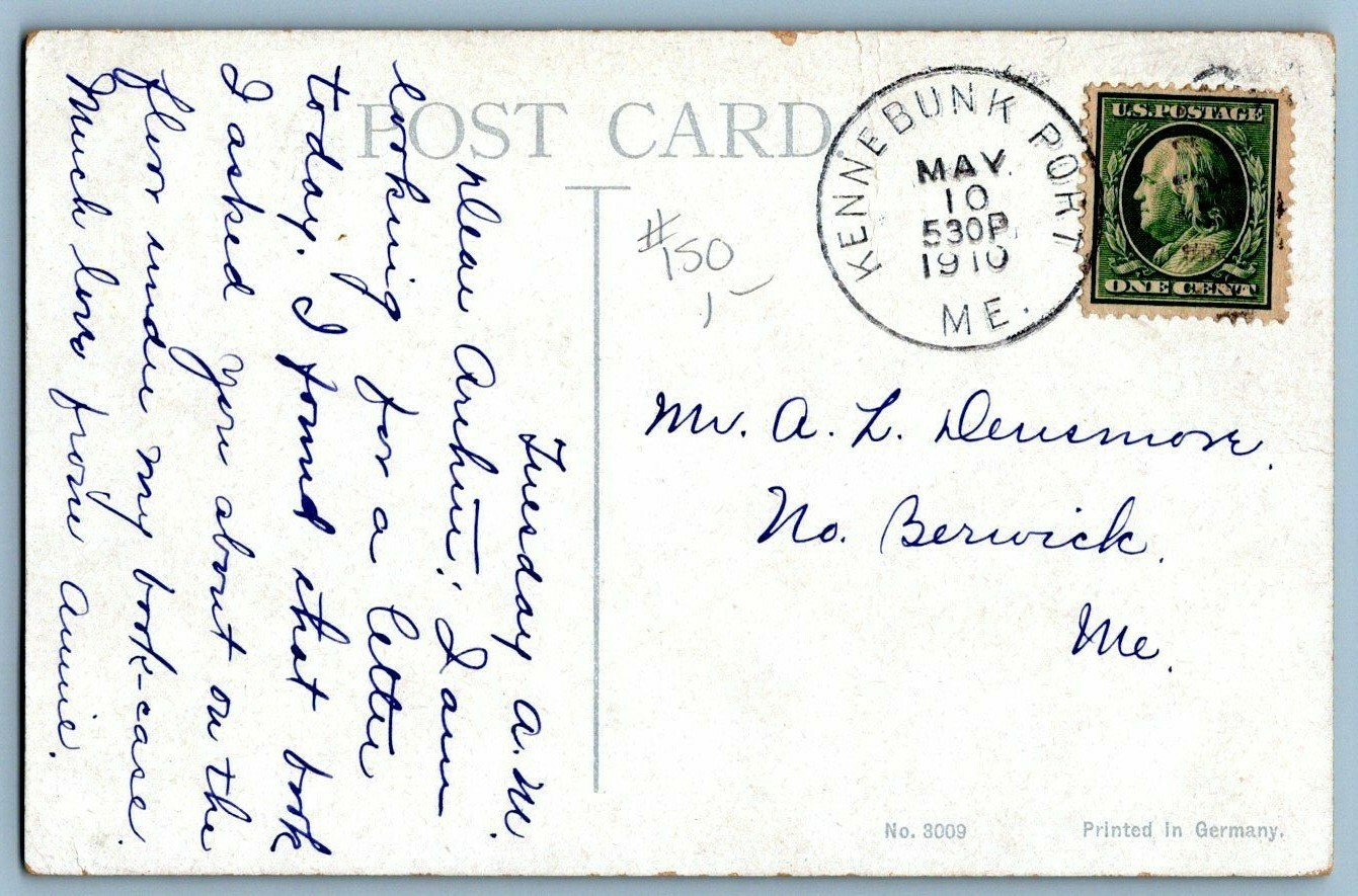 Postcard~ Romance~ A Little Loving~ 1910 Cancel Kennebunk Port, Maine
