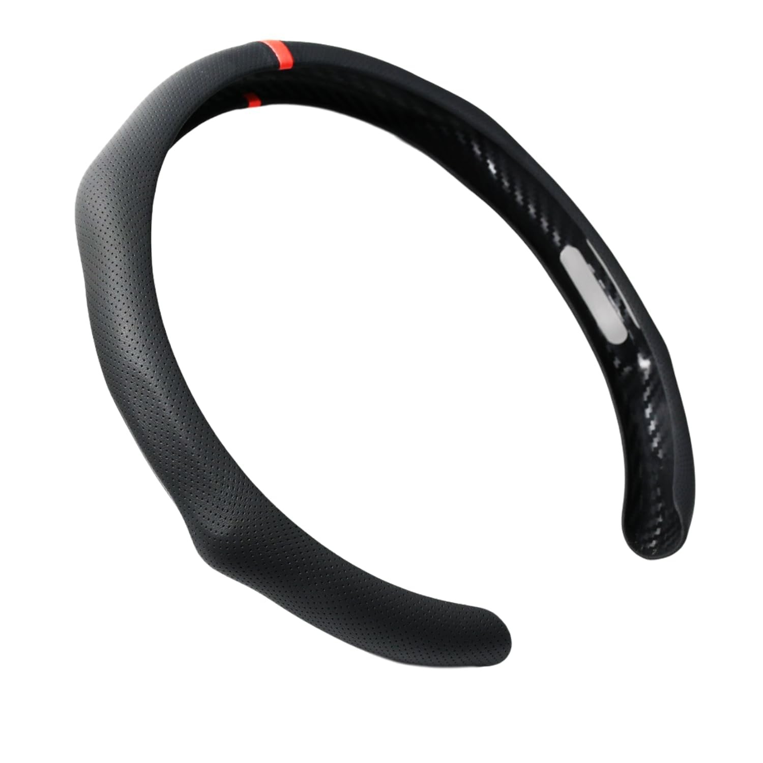 Quick Install Sporty Perforated Nappa Leather Steering Wheel Cover with Red C...