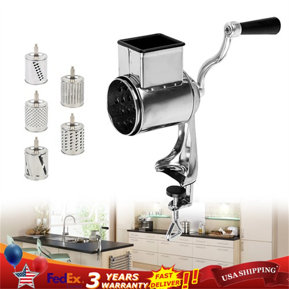 Rotary Cheese Grater Hand Drum Slicer Crank Vegetable Chopper Stainless Steel