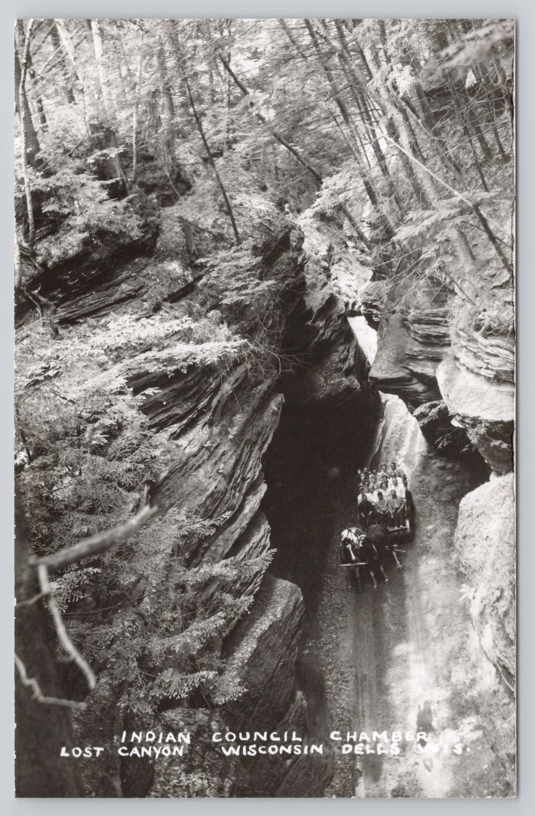 Wisconsin Dells Indian Council Chamber Lost Canyon RPPC Real Photo Postcard