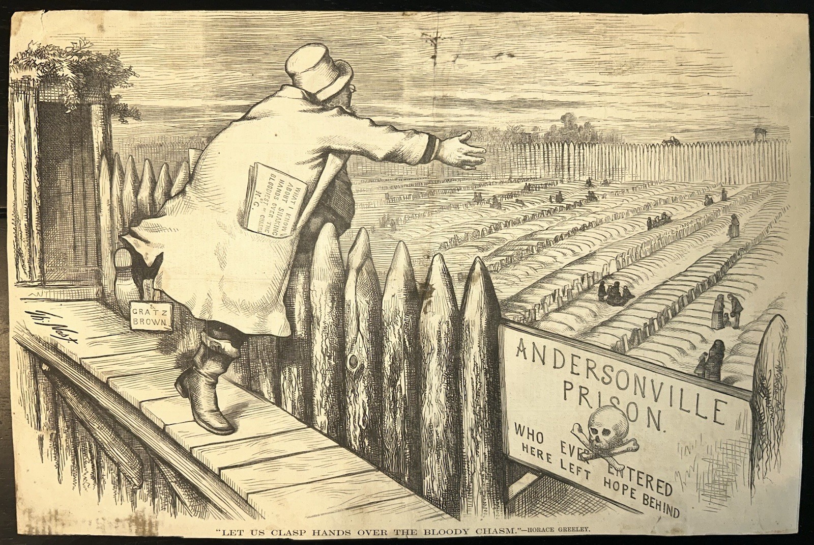 1872 Harper\'s Weekly Illus. - Horace Greeley & Civil War Andersonville Prison