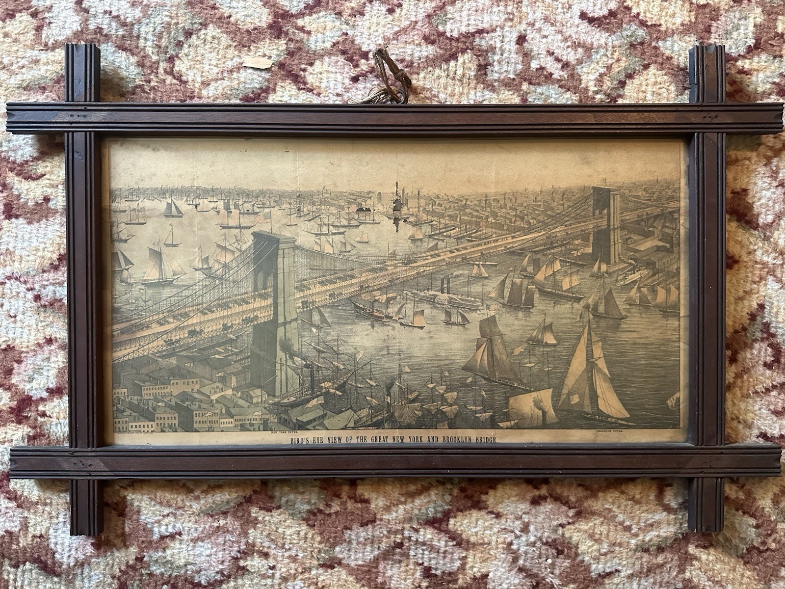 Original 1880s Brooklyn Bridge Lithograph – Franklin Square Lith. Co., NY