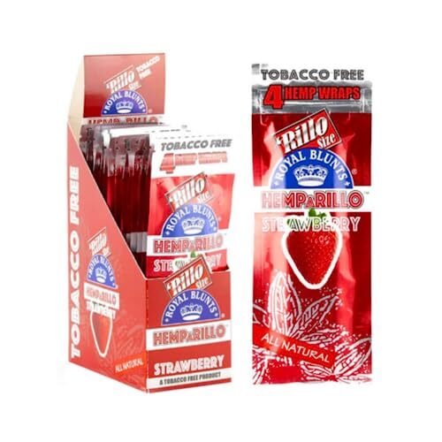 Hemparillo Rolling Papers 4 Count Per Sleeve Pack of 15 (Strawberry)