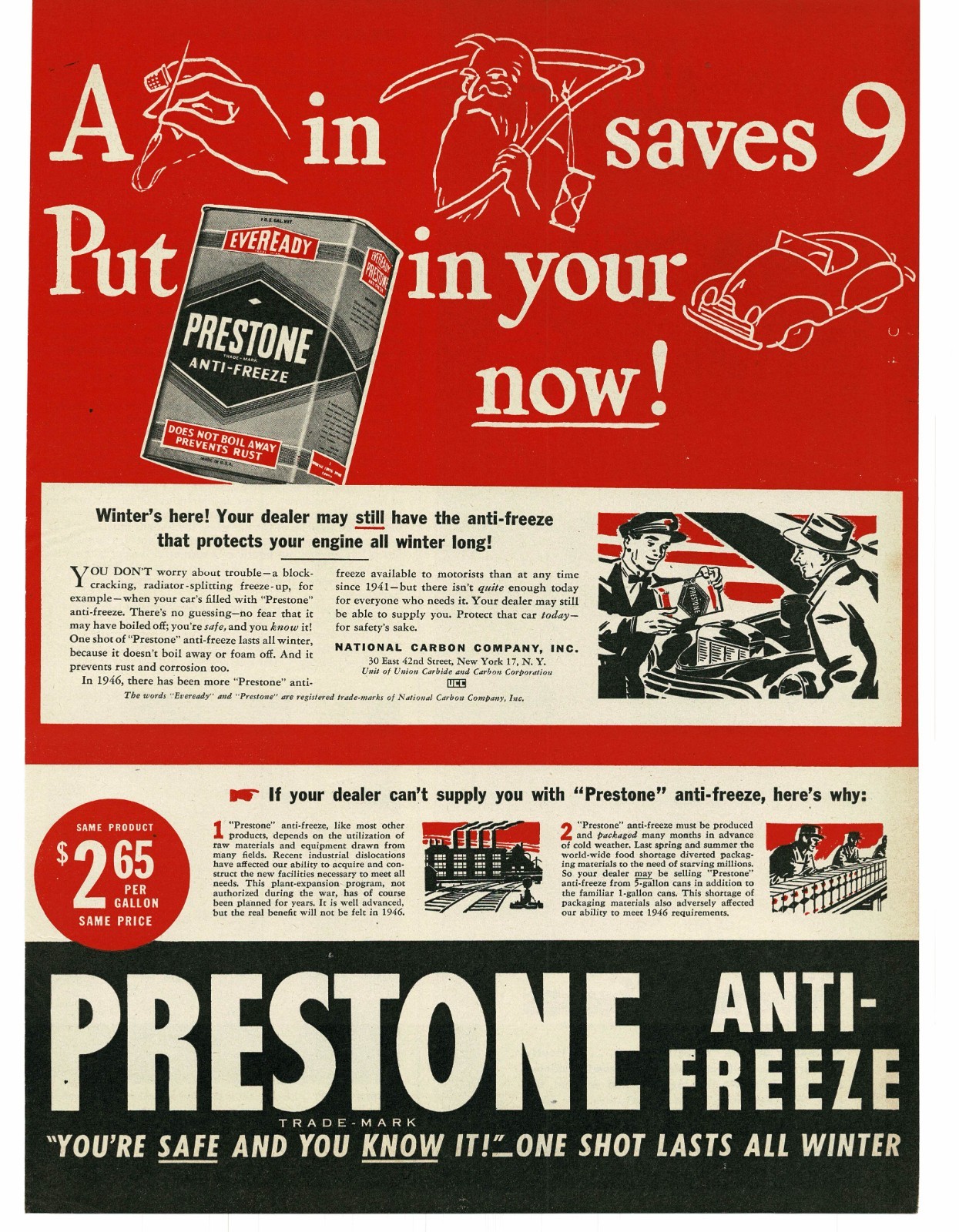 1946 Prestone Anti-Freeze Vintage Print Ad 2