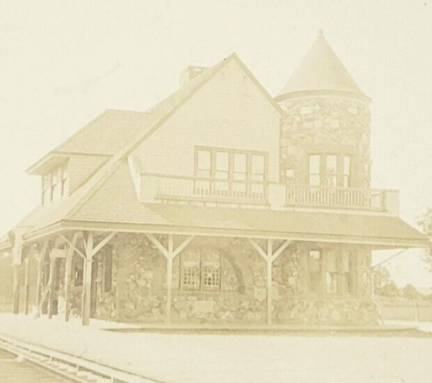 c1905 RPPC Postcard New Haven Railroad Train Station Depot Millis MA
