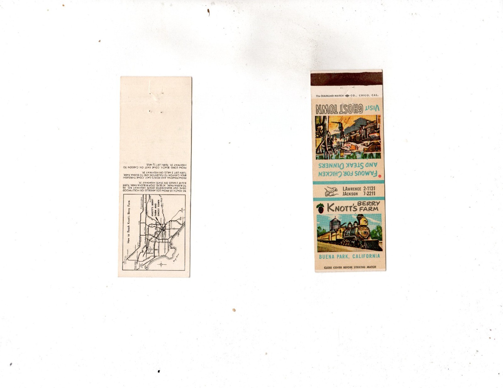 Vintage Matchcover  Berry Knotts Farm Bena Park Califorina