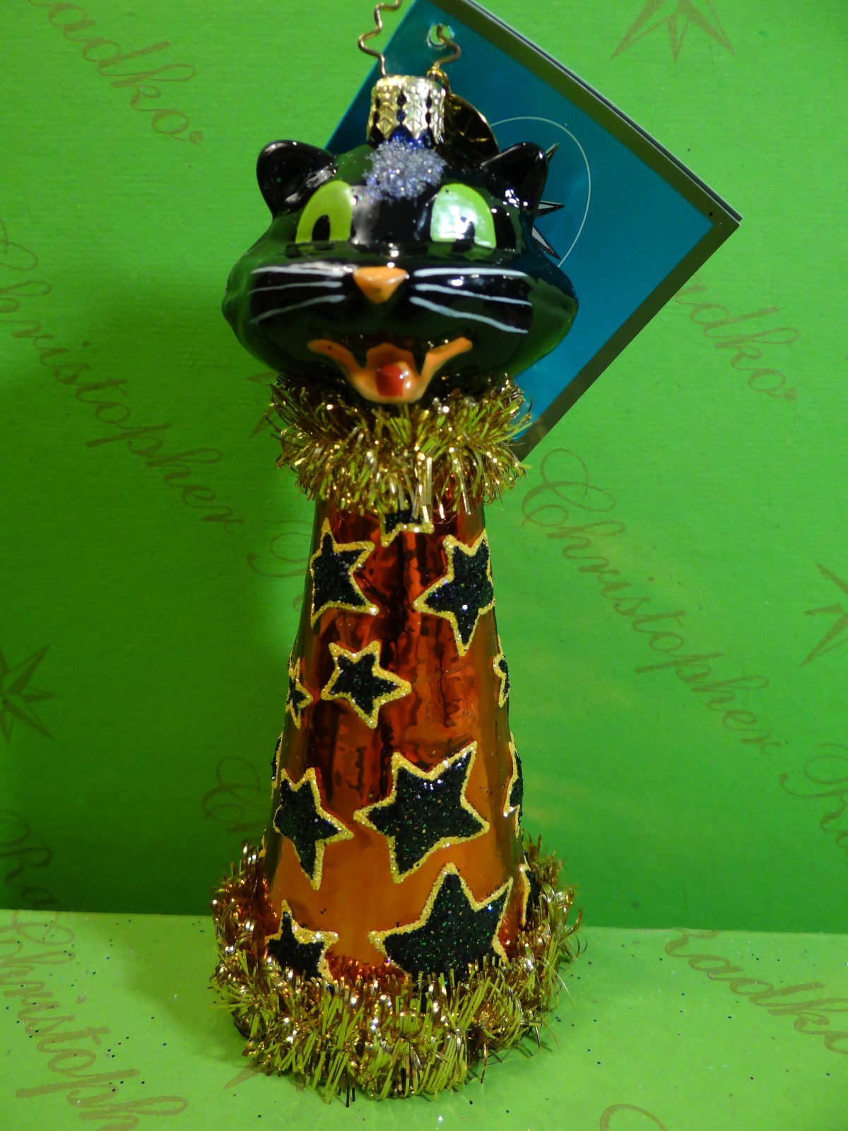 Christopher Radko Cat A Cone Glass Ornament Christopher Radko Cat A Cone Glass Ornament