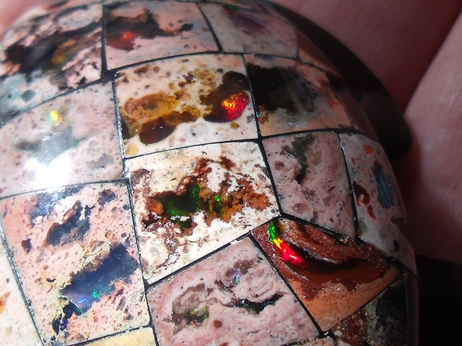 340 CTS Black Obsidian Turtle with a Mosaic shell of Cantera Fire Opal Inlay