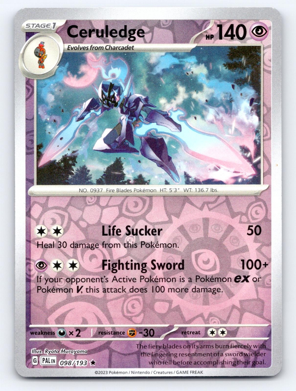 Ceruledge 098/193 Rare Paldea Evolved Pokemon Reverse Holo Near Mint