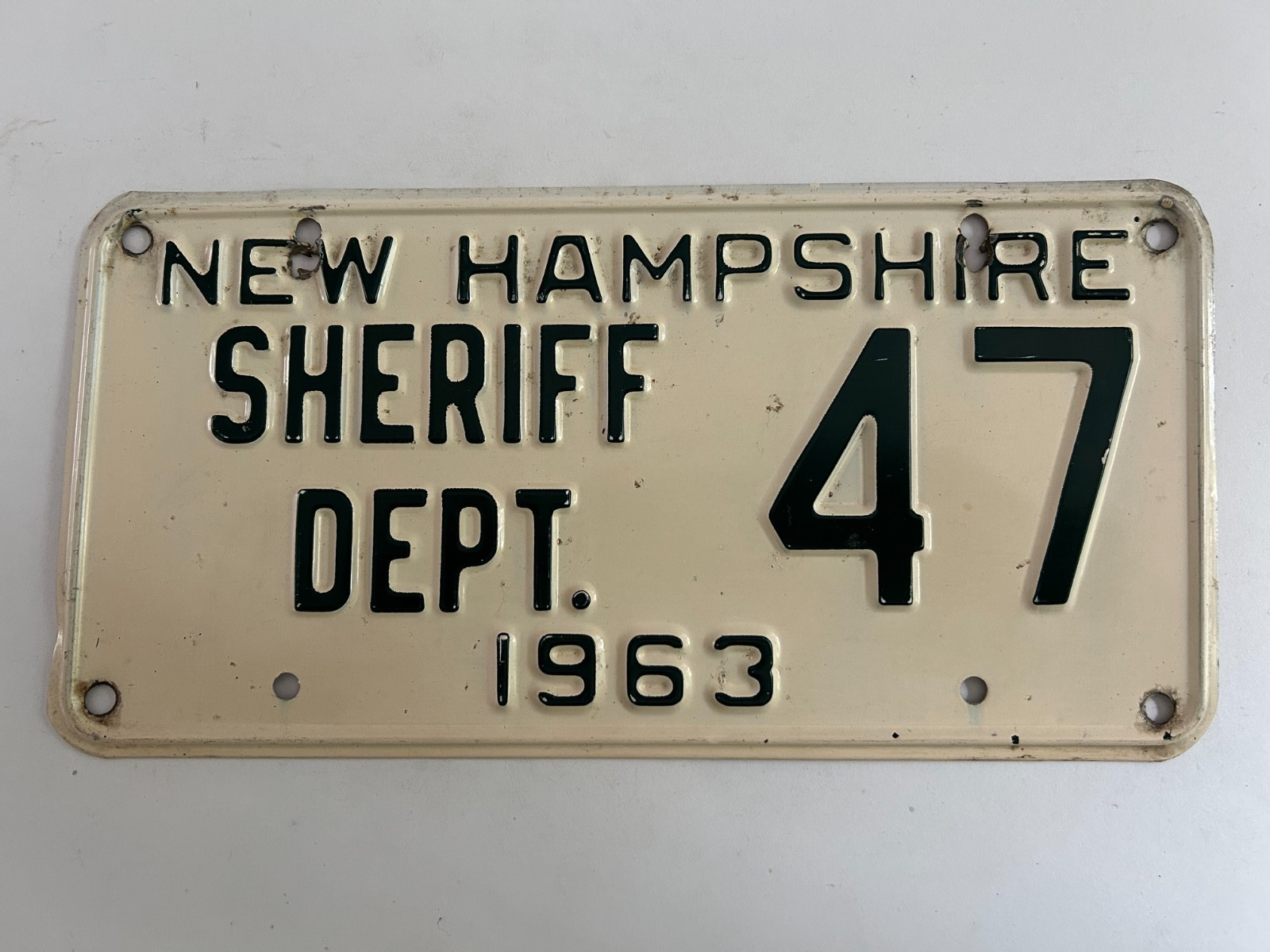 1963 New Hampshire License Plate Sheriff Police Patrol All Original Paint
