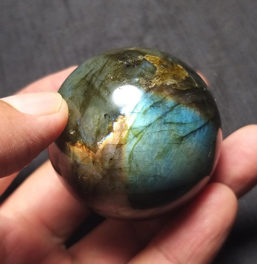 TOP 145 G 46mm Natural Labradorite Crystal Sphere Ball Madagascar NN246