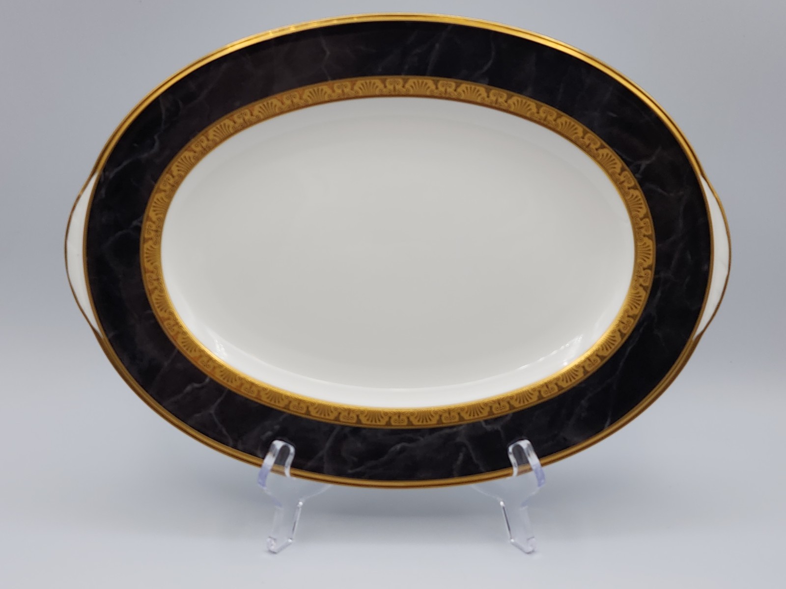 Noritake Opulence Marble Border Gold Encrusted Trim Oval Platter 12 1/2\