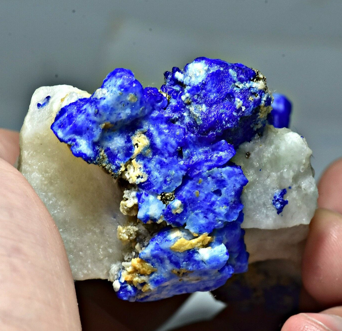 226g Very Rare Natural Blue Hackmanite With Lazurite Coating On Calcite Matrix